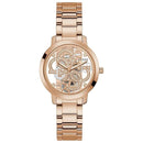 GUESS Analog Adult Watch (Gold Dial Rose Gold Colored Strap) Stainless Steel