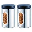 Modular steel container round shape with see through window pack of 2 - 1.8 L each