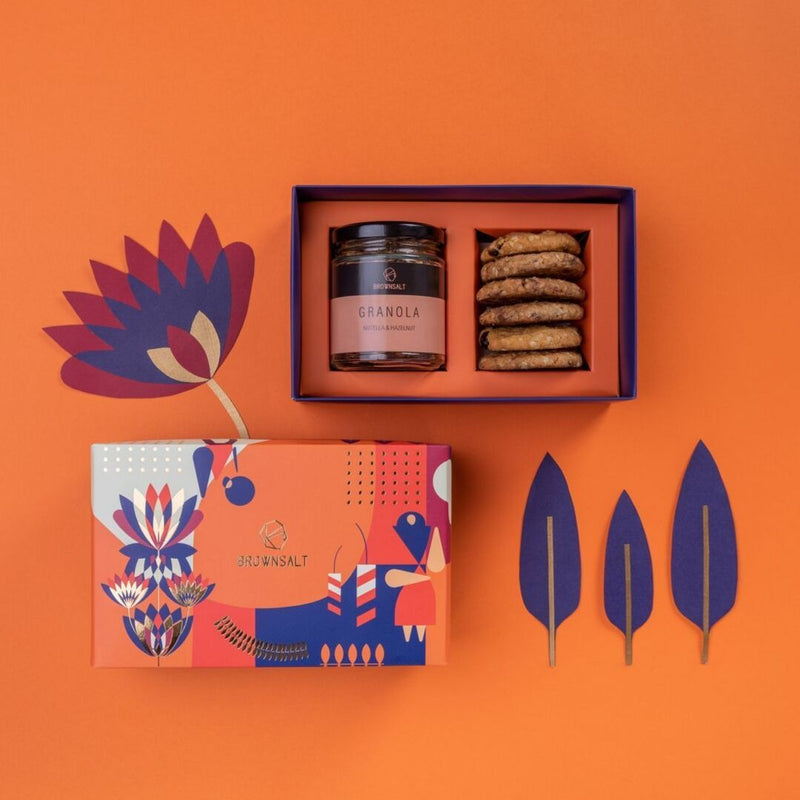Festive Gift Box - Small ( Set B with 1 Granola Jar & 6 cookies)