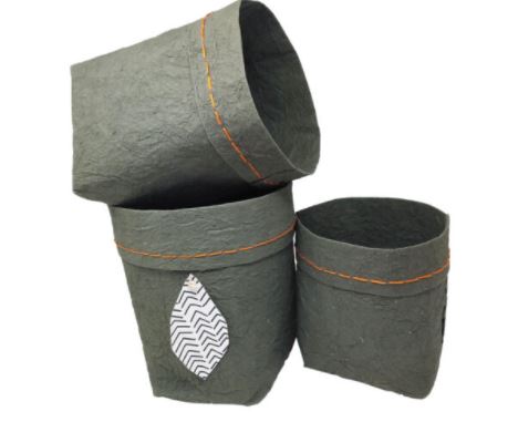 Storage wrinkled paper sacks – coffee green (set of 3)