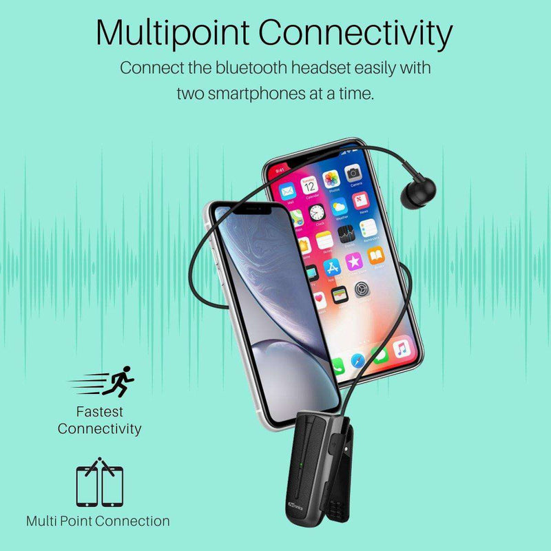 Harmonics Klip 4 Retractable Bluetooth Music & Calling Earphone