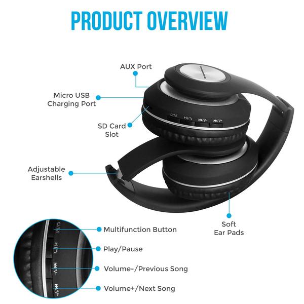 Ambrane-WH-74 Over The Ear Wireless Headphones With Mic & FM
