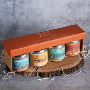 SCENTED TIN CANDLES – SET OF 4 WITH GIFT BOX