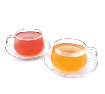 GLITTER - Borosilicate Glass Clear Cup & Saucer (Pack of 2)