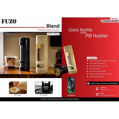 Blend- Glass Bottle with Pill Holder