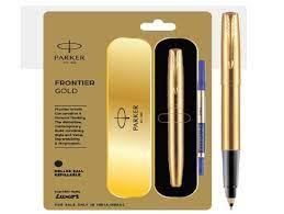 Parker frontier gold fountain pen with roller wall pen with gold trim