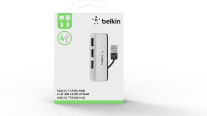 Belkin 4-Port USB to USB 2.0 Ultra-Mini Hub Adapter for MacBook, Laptop and Desktop (White) F4U021BT 