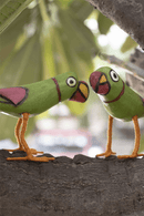 Tota Handmade Wooden Birds Set Of 2 Green