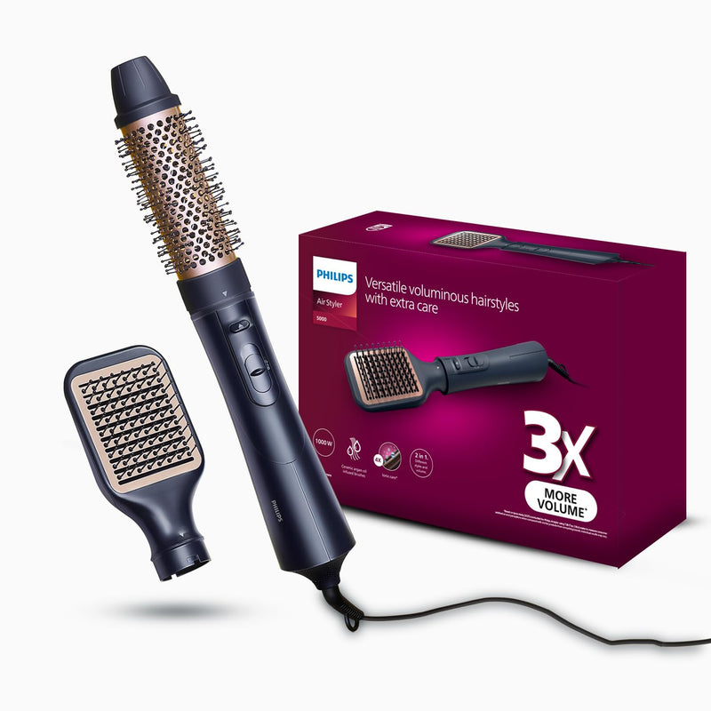Philips Hair Styler 2-in-1 Airstyler, 3X Volume, 50% Less Hair Breakage Hair Dryer (220 W, Black and Copper) BHA531 / 10