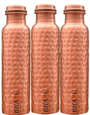 Bharu Hammered Copper Bottle 750 ml - Pack of 3