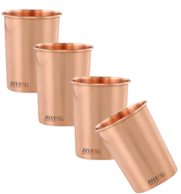 Bharu plain matte Copper glass ( Pack of 4)