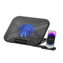 6 way adjustable laptop stand with mobile holder, Cooling fan, Noise free, Highly durable,