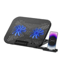 7 way adjustable laptop stand with mobile holder, 2 Cooling fan, Noise free, Highly durable, made for gamers, designers and for heavy duty users