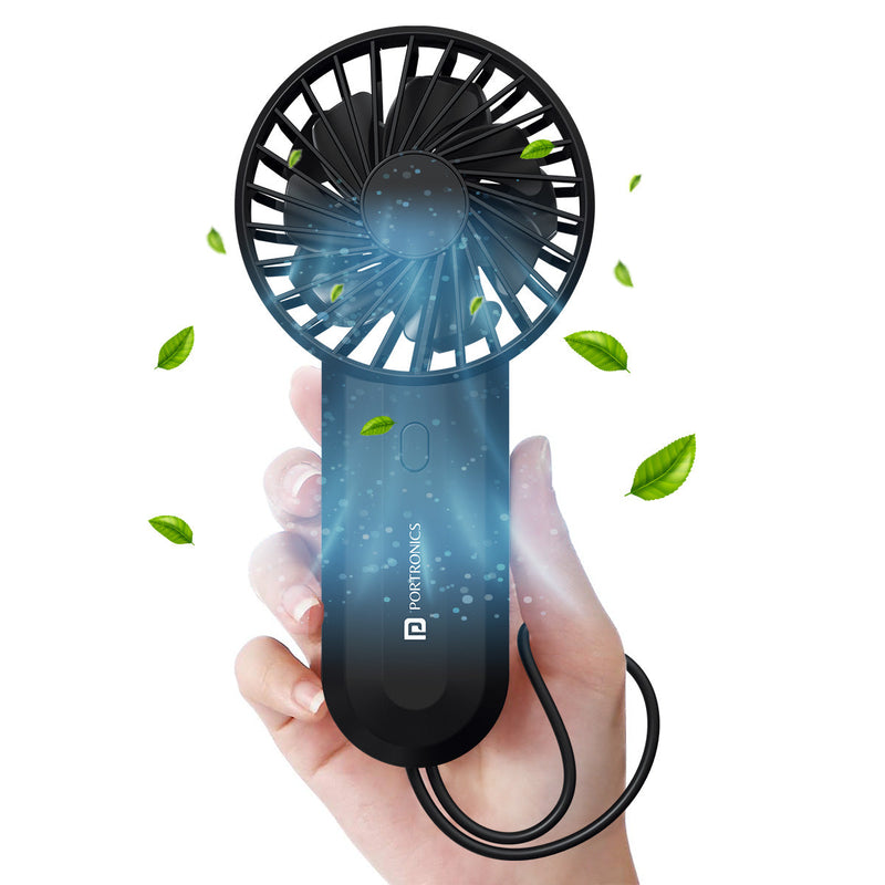 Portronics DualBreeze Handheld Mini Portable Fan With Dual Fan Technology, Upto 4 Hours Playtime, 3 Speed, Low Noise, Rechargeable Fan Ideal for Indoor,Outdoor,Home,Office,Kitchen,Makeup & Travel Use