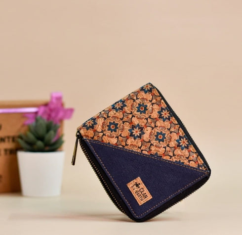 Printed Kiwi Zip Cork Wallet