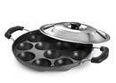 Bharu Premium Bharu Nonstick Appam 12 cups with Steel Lid