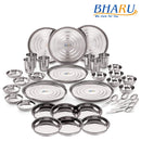 Bharu 36pcs Stainless Steel Dinner Set (6pc Plate, 6pc Bowl, 6pc Glass, 6pc Spoon, 6pc Halwa Plate & 6pc Nashta Plate)