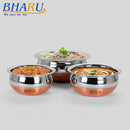 Bharu Premium 3pc Copper Bottom Handi Set (1500ml, 1000ml, 800ml)