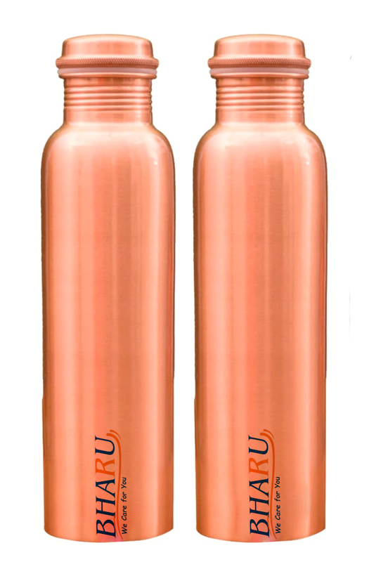 Bharu Plain Copper Bottle 500 ml- Pack of 2