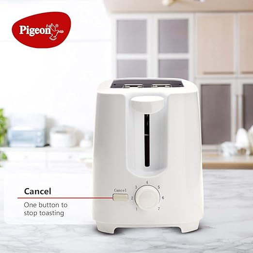 PIGEON Slice Auto Pop up Toaster. A Smart Bread Toaster for Your Home (750 Watt) (White)