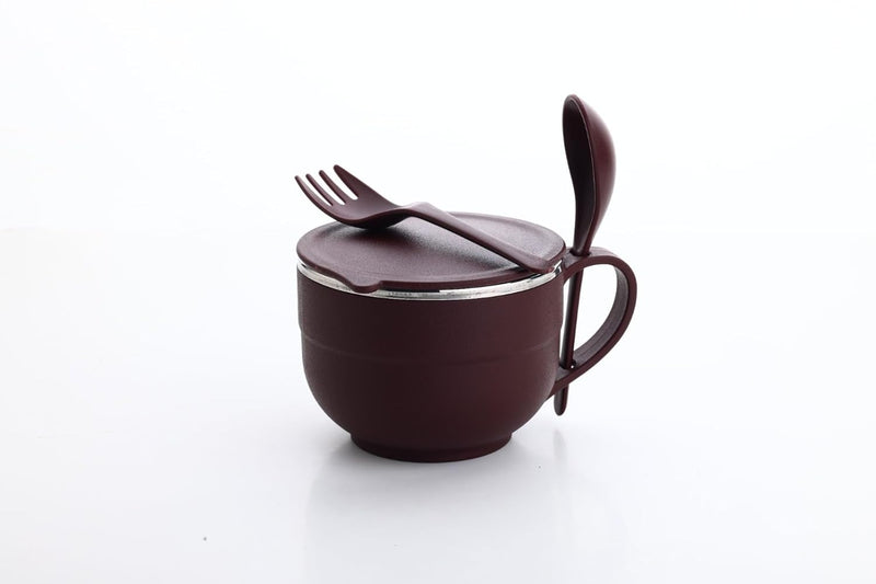 Ganesh Stainless Steel, Leak Proof Noodle & Soup Bowl With Handle & Spoon - 500 Ml