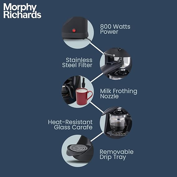Morphy Richards Europa 800W Espresso and Cappuccino Coffee Maker