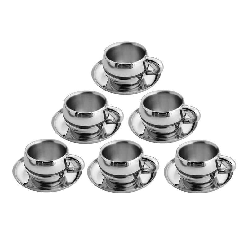 Generic Stainless Steel Chai Cup with Plate set of 6