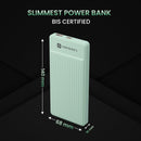 Portronics Luxcell B 10K 10000 mAh 22.5W Fast Charging Power Bank, Ultra Slim Power Bank with Mach USB-A Output, Type C PD Output, Type C Input, Wake Up Button(Green)