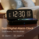 Portronics Freedom 4E 15W Wireless Charger With Dual Alarm Clock, Date Display, Soft Fabric Charging Pad, 3 Display Mode, iPhone 17/17 Air/17 Pro/17 Pro Max, 16/16 Plus/16 Pro/16 Pro Max, 15/14/13/12