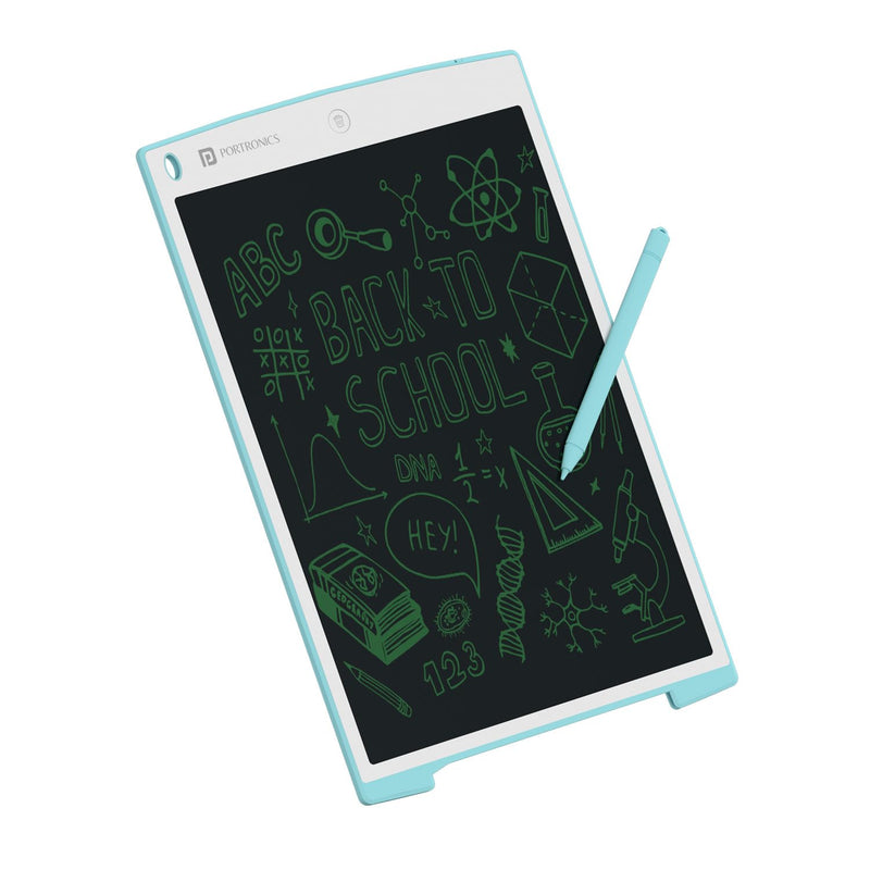 Portronics Ruffpad 12 LCD Writing Pad 30.48cm, Anti-Glare Screen, Smart Lock Switch, One-Tap Erase Button(Blue)