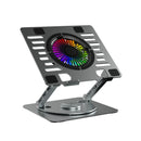 My Buddy Spinlight Laptop Stand with Cooling Fan, 360° Rotating Base, Adjustable Height & Angle, RGB Lights, Aluminium Alloy Body for Upto 15.6” Laptops and Tablets (Silver)