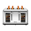 Mecity - 4-slice toaster with touch display control, 4 wide slots, intelligent stainless steel toaster for rolls, panels