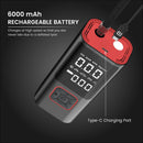 Portronics Vayu 2.0 Rechargeable Tyre Inflator with 150 PSI Pressure, 6000 mAh Battery, Preset Modes, Digital Display, Flashlight Torch, Air Pump Compressor for Car, Bike, Cycle (Black)