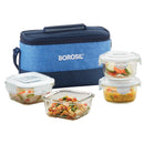 Borosil Glass Universal Microwave Safe Office Lunch Box 4 Container