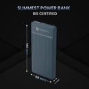 Portronics Luxcell B 10K 10000 mAh 22.5W Fast Charging Power Bank, Ultra Slim Power Bank with Mach USB-A Output, Type C PD Output, Type C Input, Wake Up Button(Dark Blue)