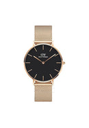 Daniel Wellington Unisex Petite Melrose Mesh Strap Black Dial Analog Watch
