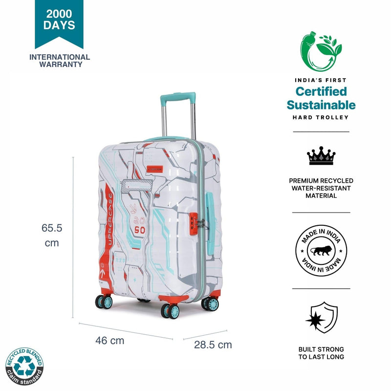 Uppercase Cyber Punk Hard Luggage Trolley Bag  White