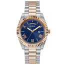 GUESS Men's Stainless Steel Analog Blue Dial Two-Tone Band Watch