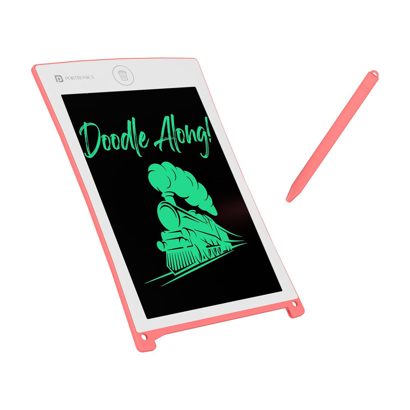 Portronics Portable RuffPad E-Writer 21.59Cm (8.5-inch) LCD with 4 Magnet, Stylus Drawing Handwriting Board, Pink