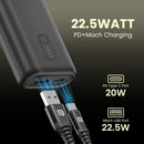 Portronics Power Pod 10K Advanced 10000 mAh Nano Power Bank with 22.5W Max Output, LED Indicator, Mach USB-A Output, Type C PD Output, Type C Input(Black)