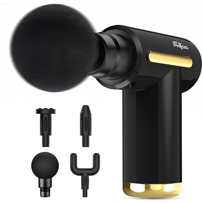 Dr Physio USA Supervolt Nighthawk 1041 Rechargeable Handheld Percussion Gun Massager Machine for Deep Tissue Muscle Massage Body Relaxation Pain Relief Muscle Relaxation of Neck, Shoulder, Back, Foot