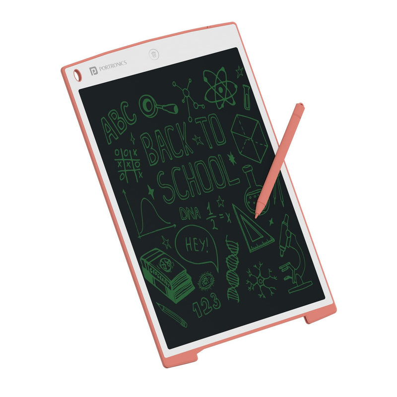 Portronics Ruffpad 12 LCD Writing Pad 30.48cm, Anti-Glare Screen, Smart Lock Switch, One-Tap Erase Button(Pink)