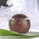 Desidiya Round Magic Wooden Cool Mist Diffuser, Essential Oil Diffuser with LED Night Light for Car, Office, Home, Bedroom, One Click Aroma Therapy Humidifier for Plant and Baby Nursery - Dark Brown