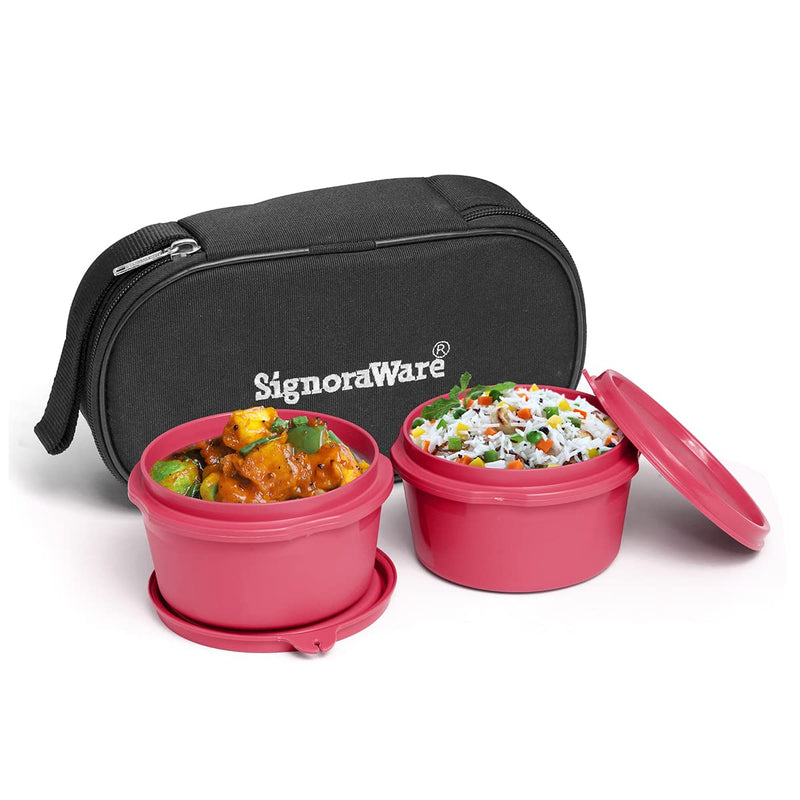 Signoraware Microsafe midday steel lunch box (350+350 ml)