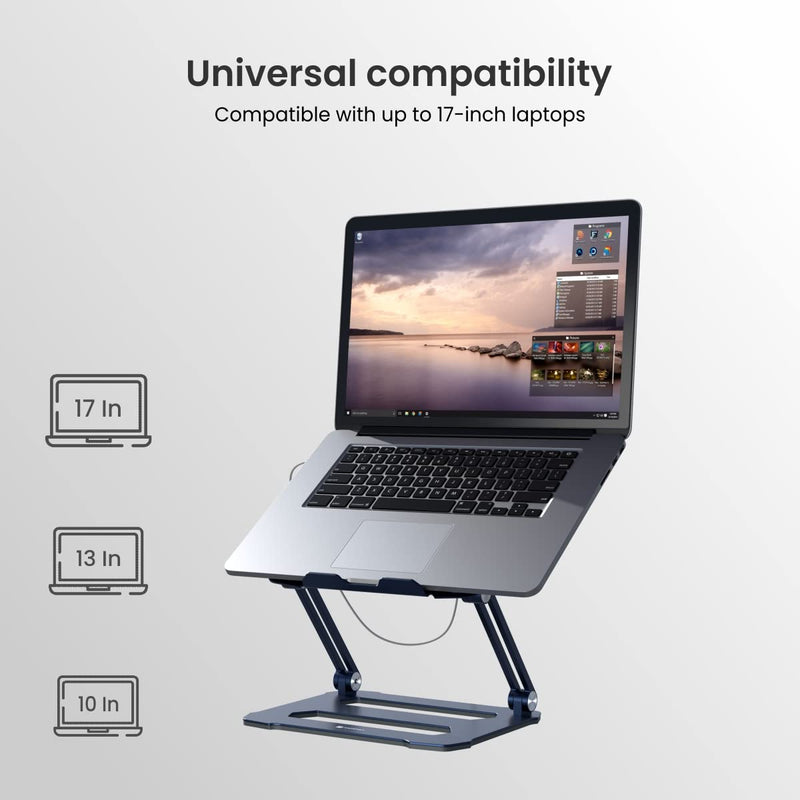 Portronics My Buddy K10 Portable Laptop Stand with Multiple Height Adjustable Angles, Fan-Based Ventilated Bottom, Anti-Slip Design(Grey)