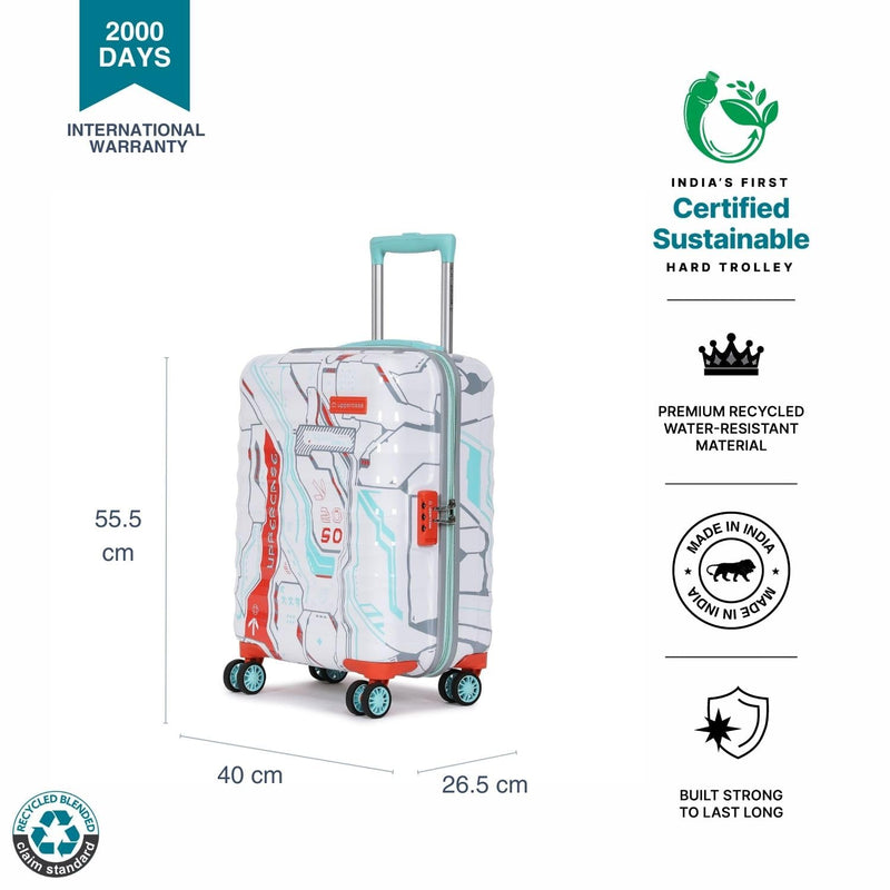 Uppercase Cyber Punk Hard Luggage Trolley Bag  White