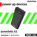 Dubstep Powerblitz x2 10,000 mah with dual usb port & type-c multi device charging powerbank (Black)