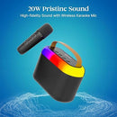 pTron Newly Launched Fusion Joy 20W Bluetooth Speaker with Wireless Karaoke Mic, 6Hrs Playtime, Vivid RGB Lights, Voice Effects, Multi-Play Modes BT5.3/TF Card & Type-C Charging Port (Black)