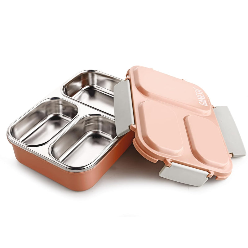 Ganesh Stainless Steel 3 Compartment Insulated, Leak-Proof Lunch Box - 1 Ml