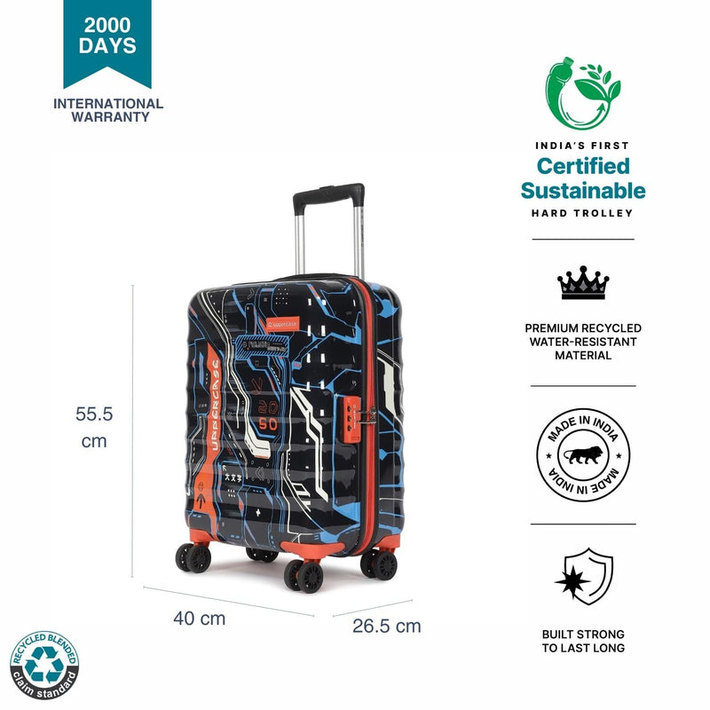 Uppercase Cyber Punk Hard Luggage Trolley Bag  Black